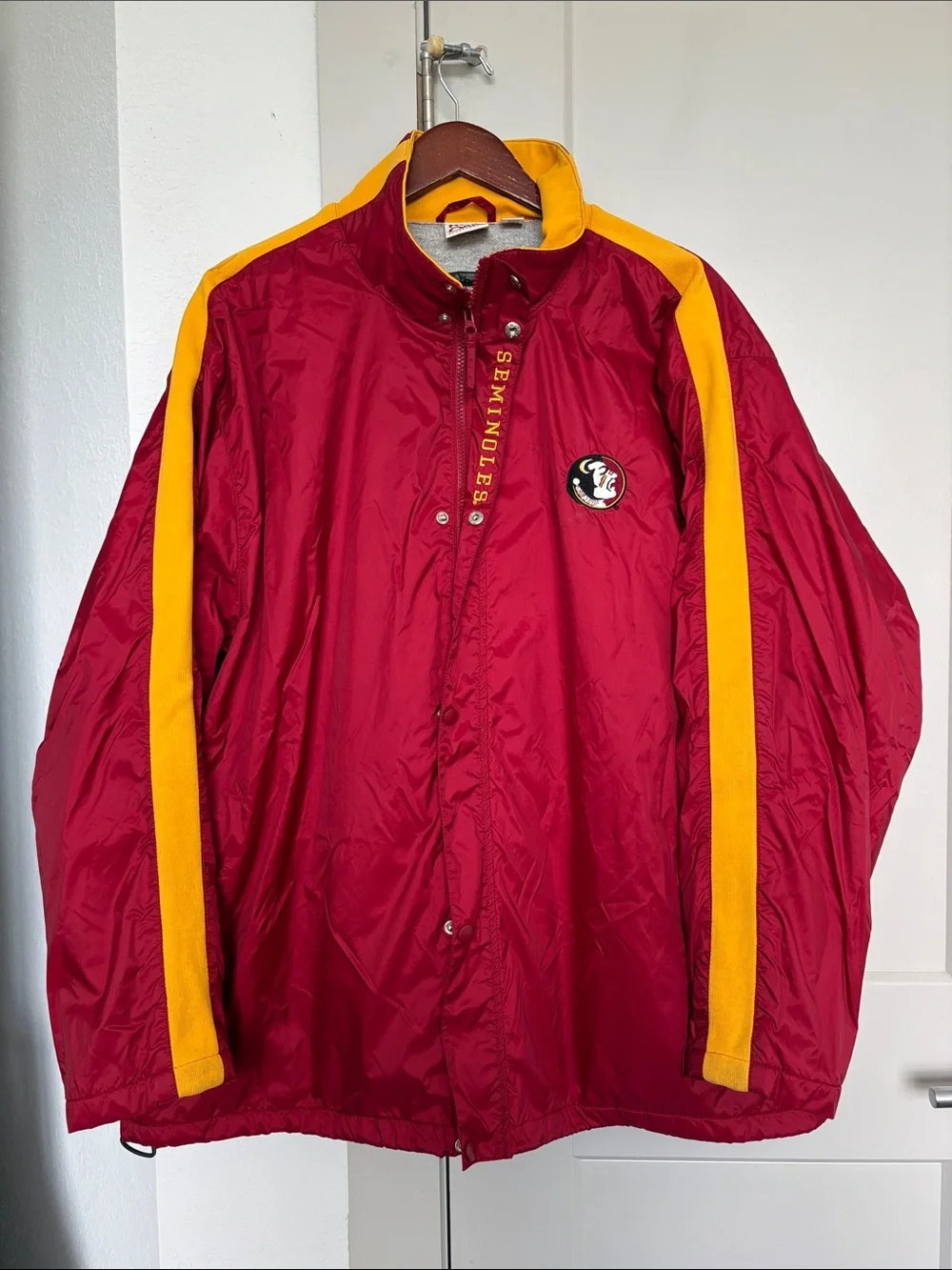 VINTAGE 90S FLORIDA STATE SEMINOLES RED YELLOW FULL ZIP JACKET MENS XXL
